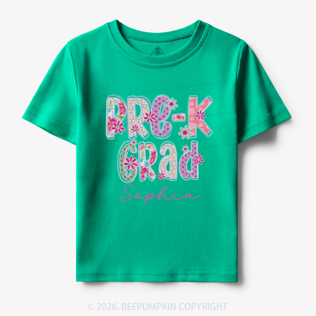 Personalized Name Sparkle Floral Pre‑K Grad Toddler&Kid's Tees