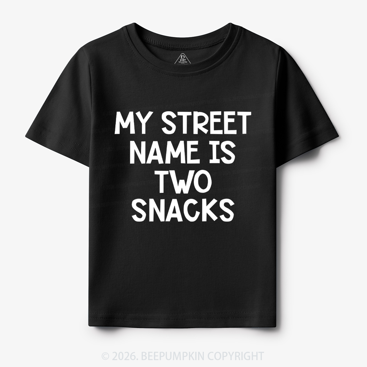 My Street Name Is Two Snacks Kids Shirt 7