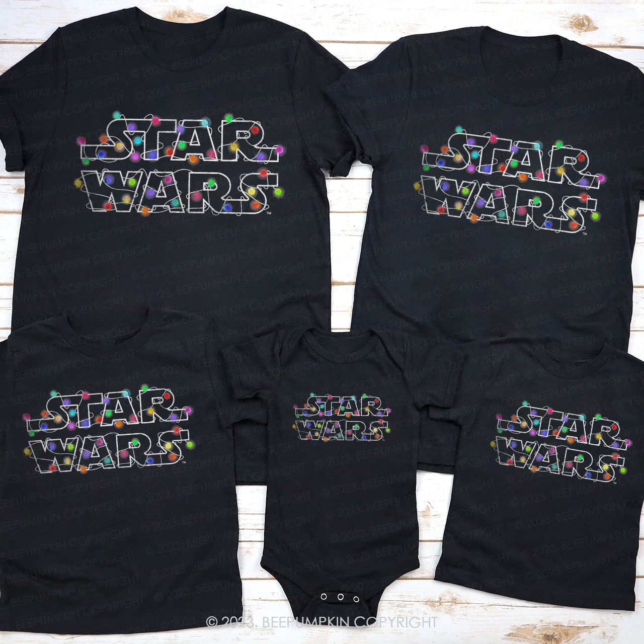 Star Wars Lights Logo Christmas Family Shirts