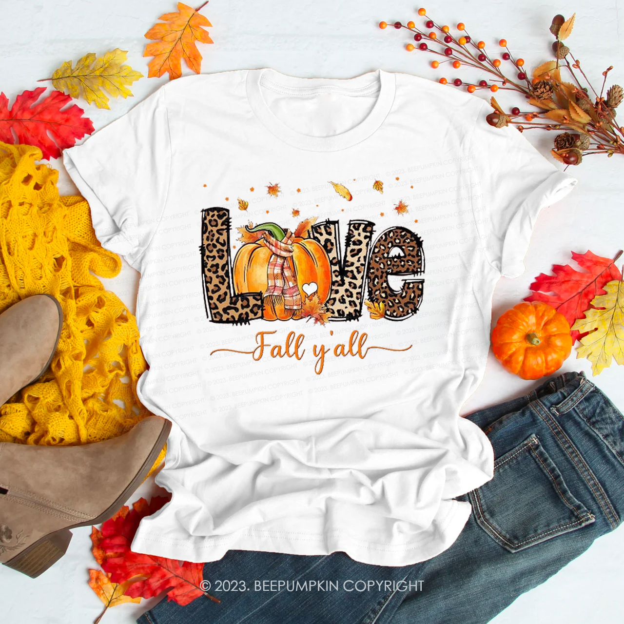 Love Fall Y'All Fall Shirts Beepumpkin