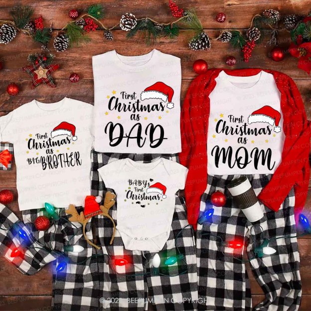 Custom First Christmas As Family Matching Shirt Beepumpkin