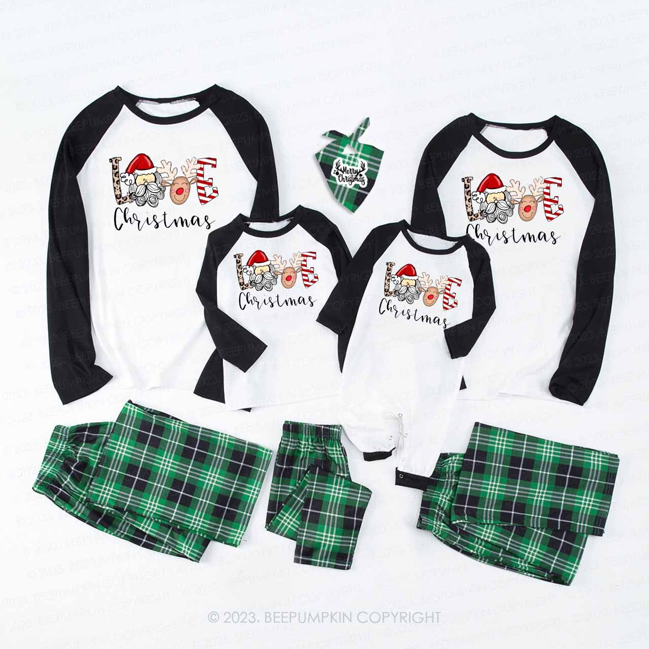 Love Christmas Santa Elk Family Matching Pajamas Beepumpkin