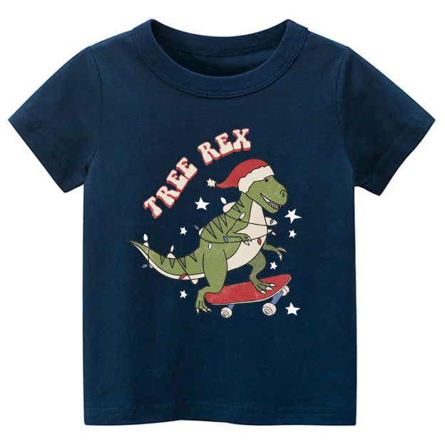 Tree Rex Retro Kids Christmas Shirts