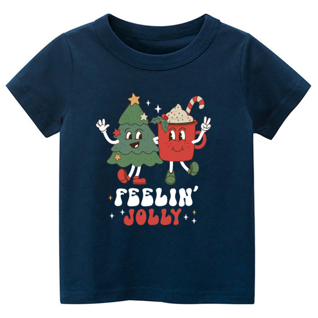 Feelin Jolly Christmas Natural Tees For Kids Beepumpkin