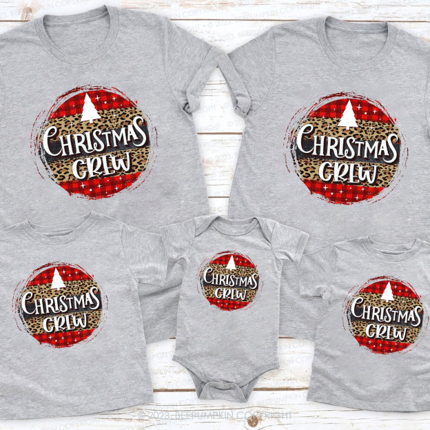 Christmas Crew Leopard Style Family Matching Shirts Beepumpkin