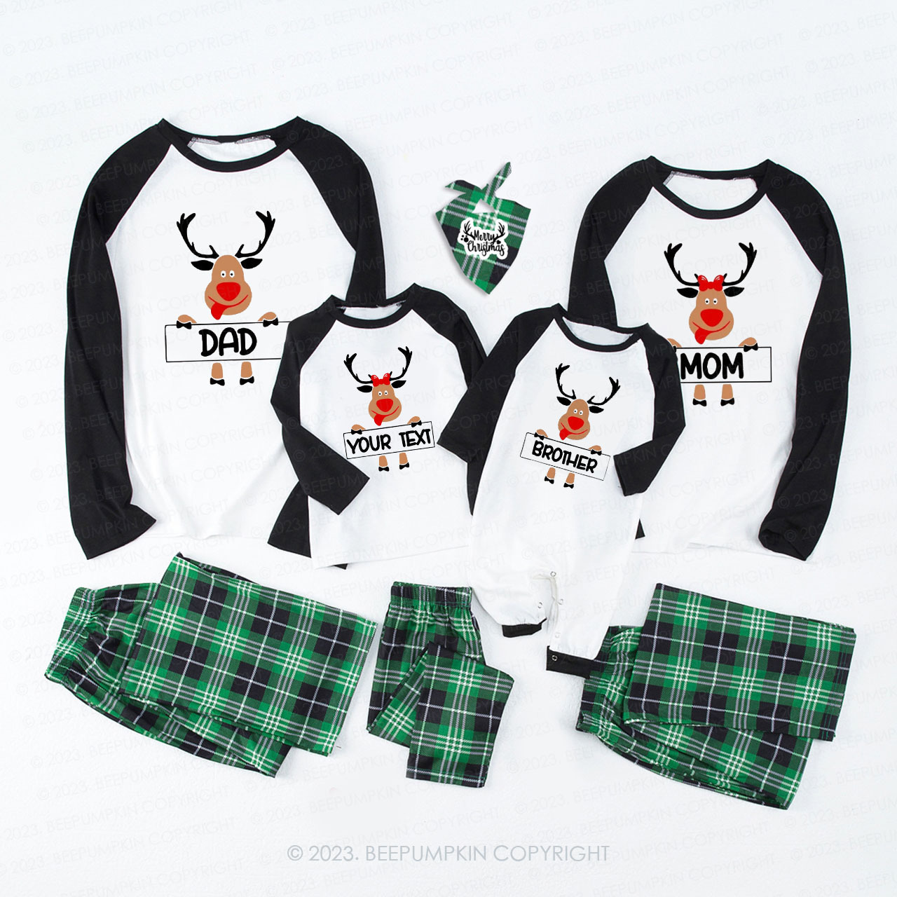 Reindeer Custom Christmas Family Matching Pajamas Beepumpkin