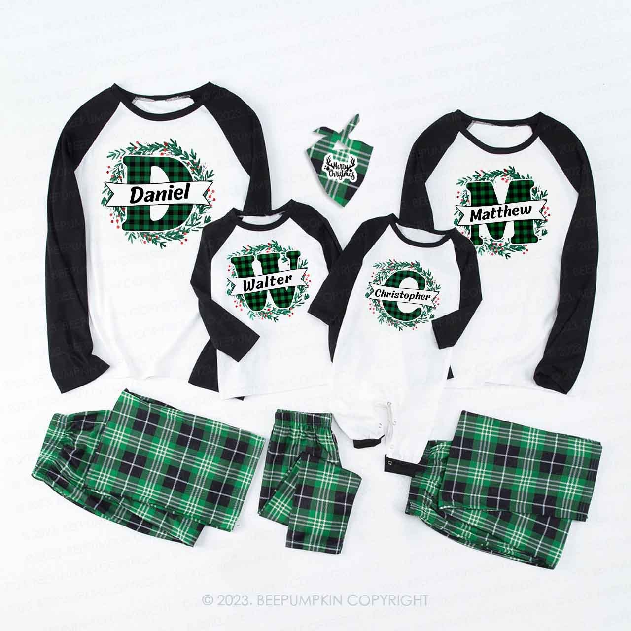 Monogrammed Christmas Family Matching Pajamas Beepumpkin