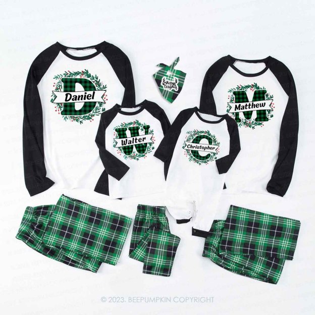 Monogrammed Christmas Family Matching Pajamas Beepumpkin