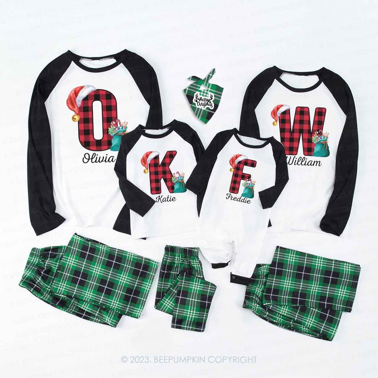 Funny Monogrammed Christmas Family Matching Pajamas Beepumpkin