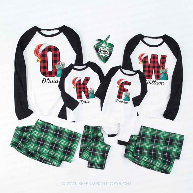 Funny Monogrammed Christmas Family Matching Pajamas Beepumpkin