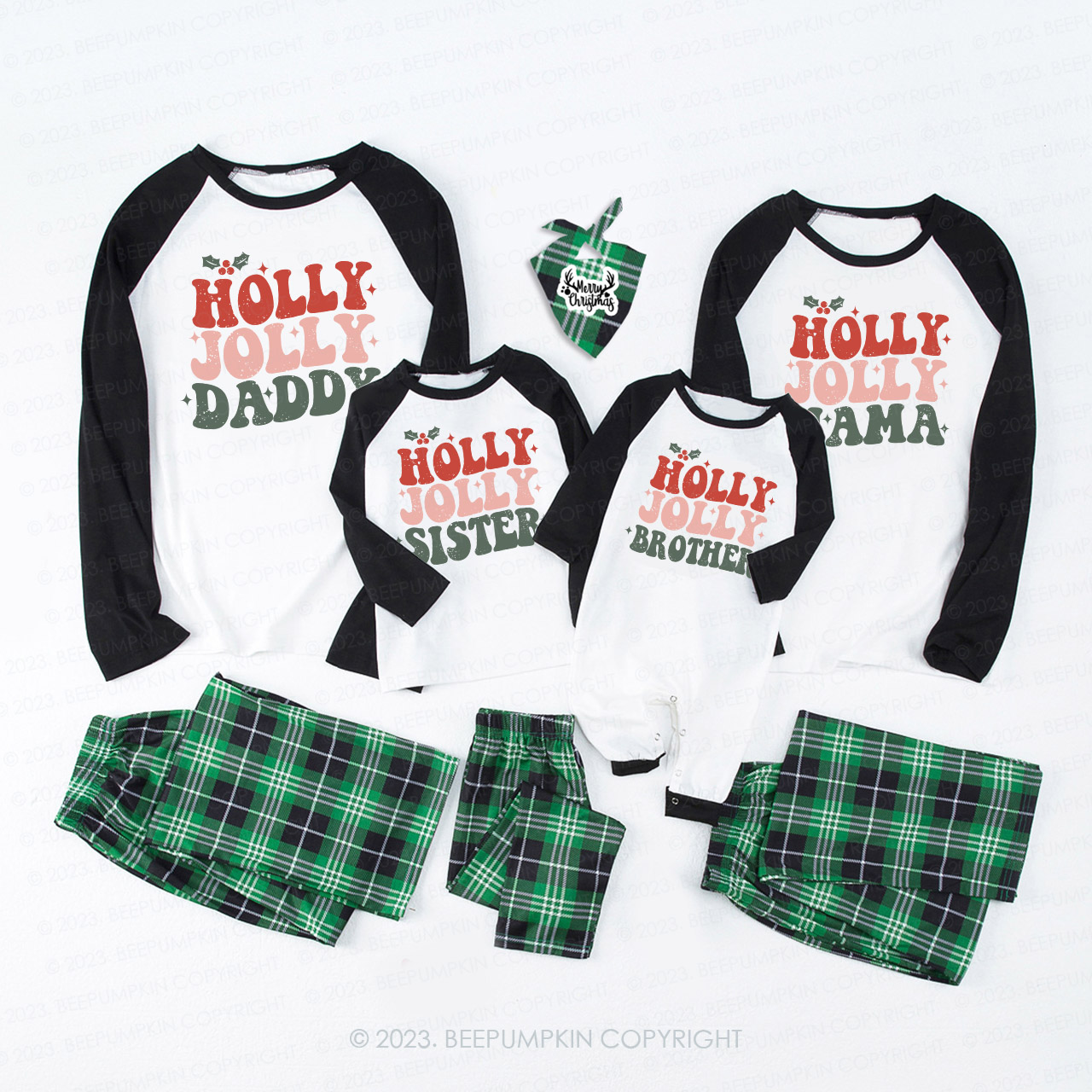 Christmas Hello Jolly Family Matching Pajamas Beepumpkin