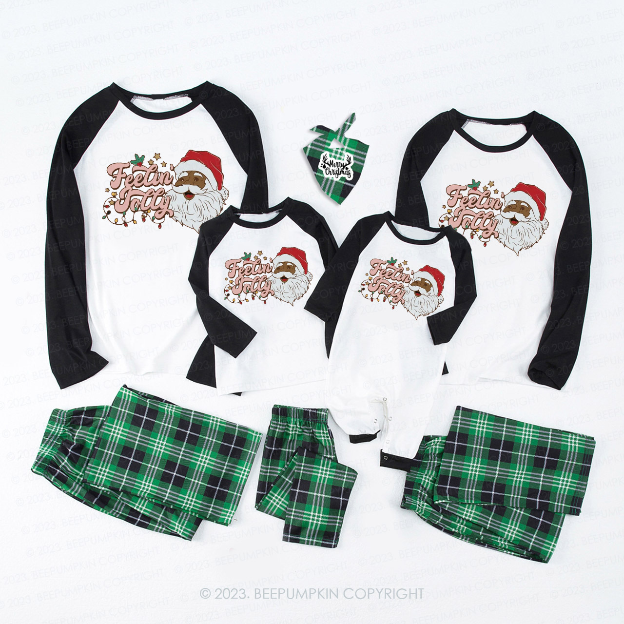 Retro Santa Feeling Jolly Family Matching Christmas Pajamas Beepumpkin