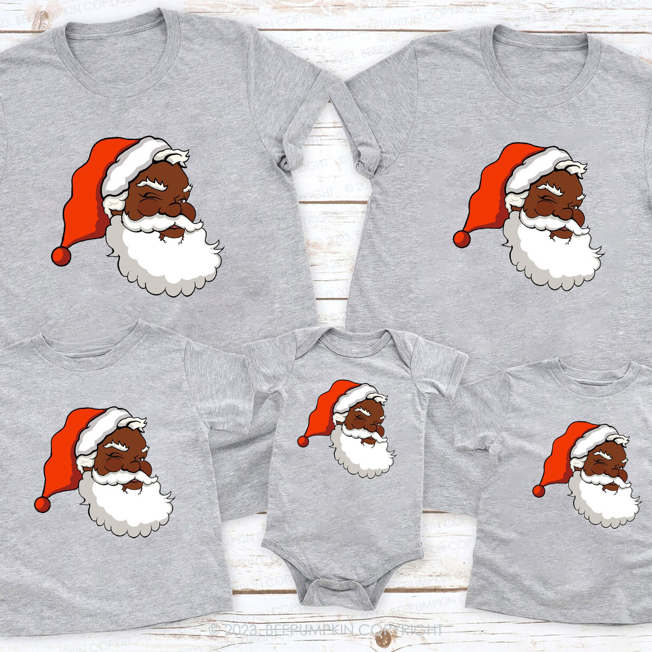 Santa African American Family Matching Christmas Shirts Beepumpkin