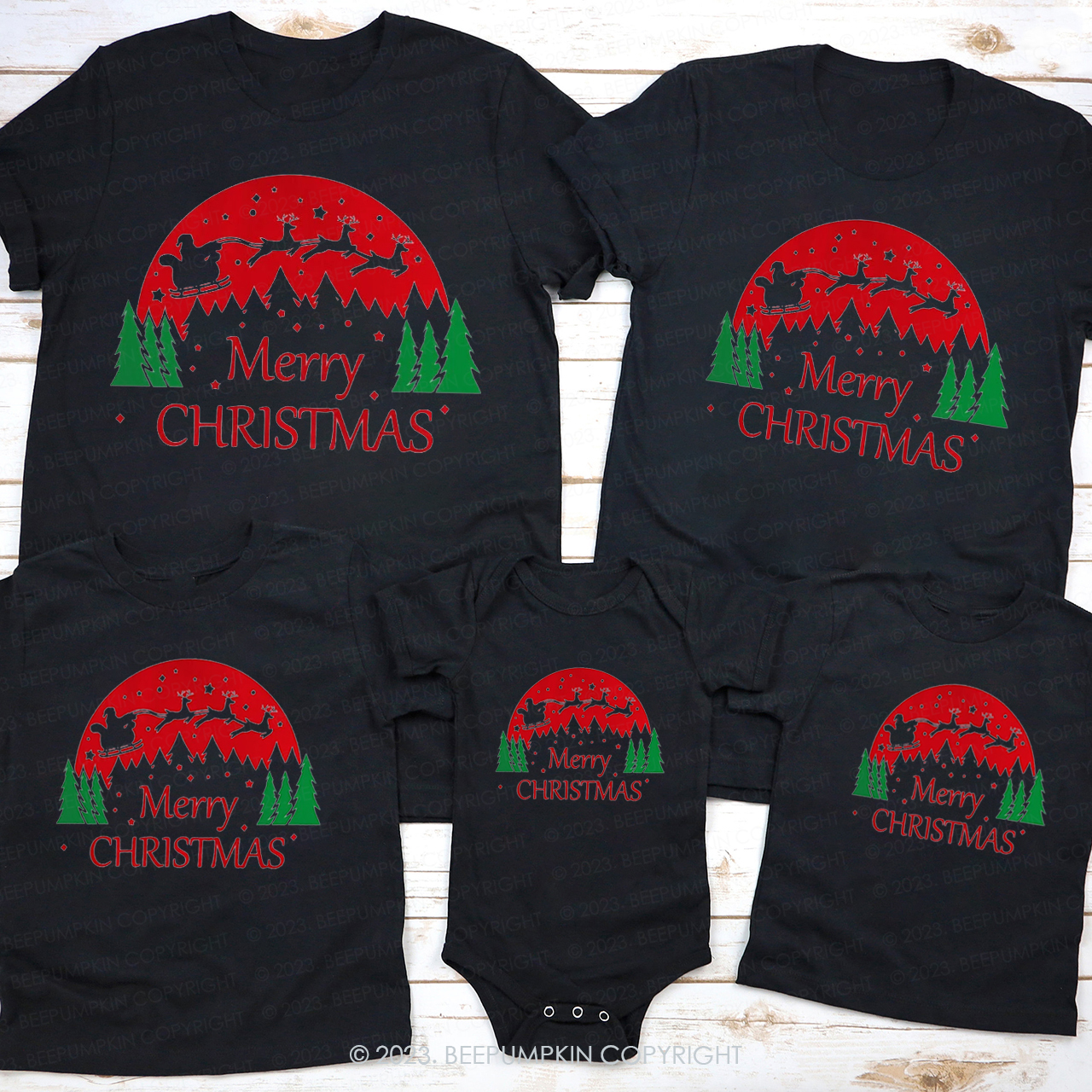 Christmas Elk Running in the Forest T-Shirt For Family Beepumpkin