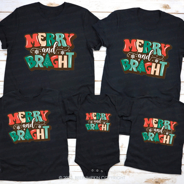 Happy Christmas Merry And Bright Shirts For Family Beepumpkin