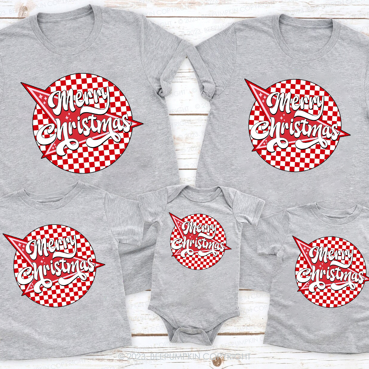 Retro Merry Christmas Matching Tees For Family Beepumpkin