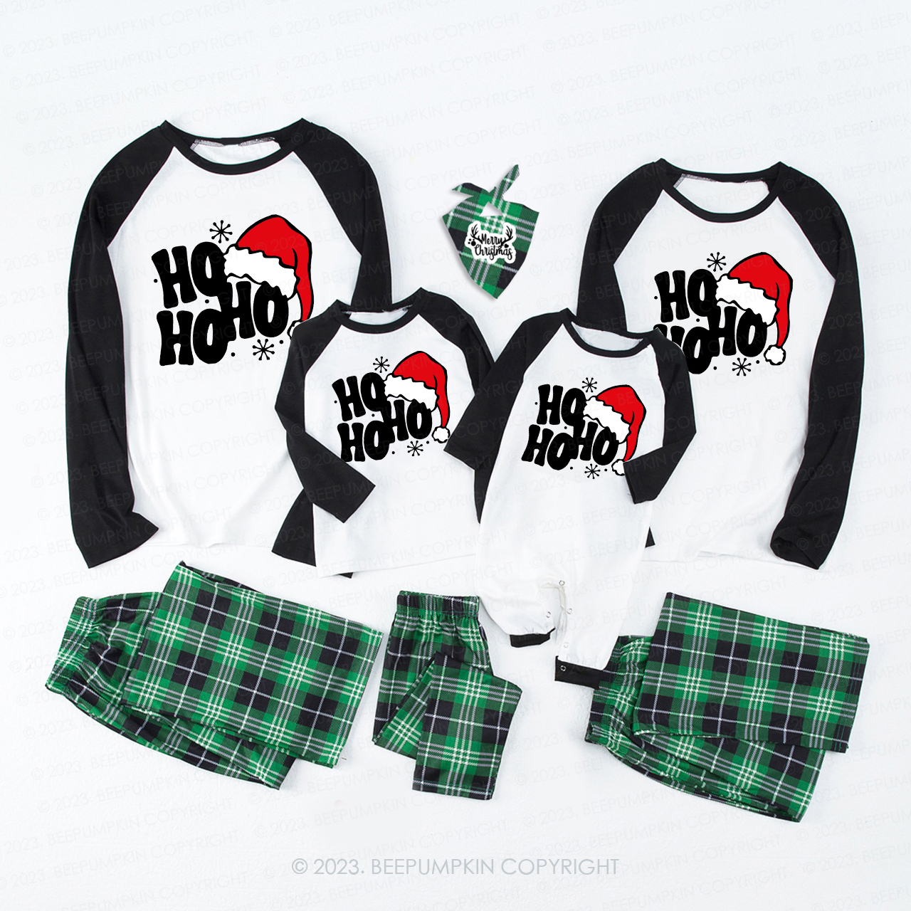Retro Merry Christmas Ho Ho Ho Matching Pajamas For Family Beepumpkin