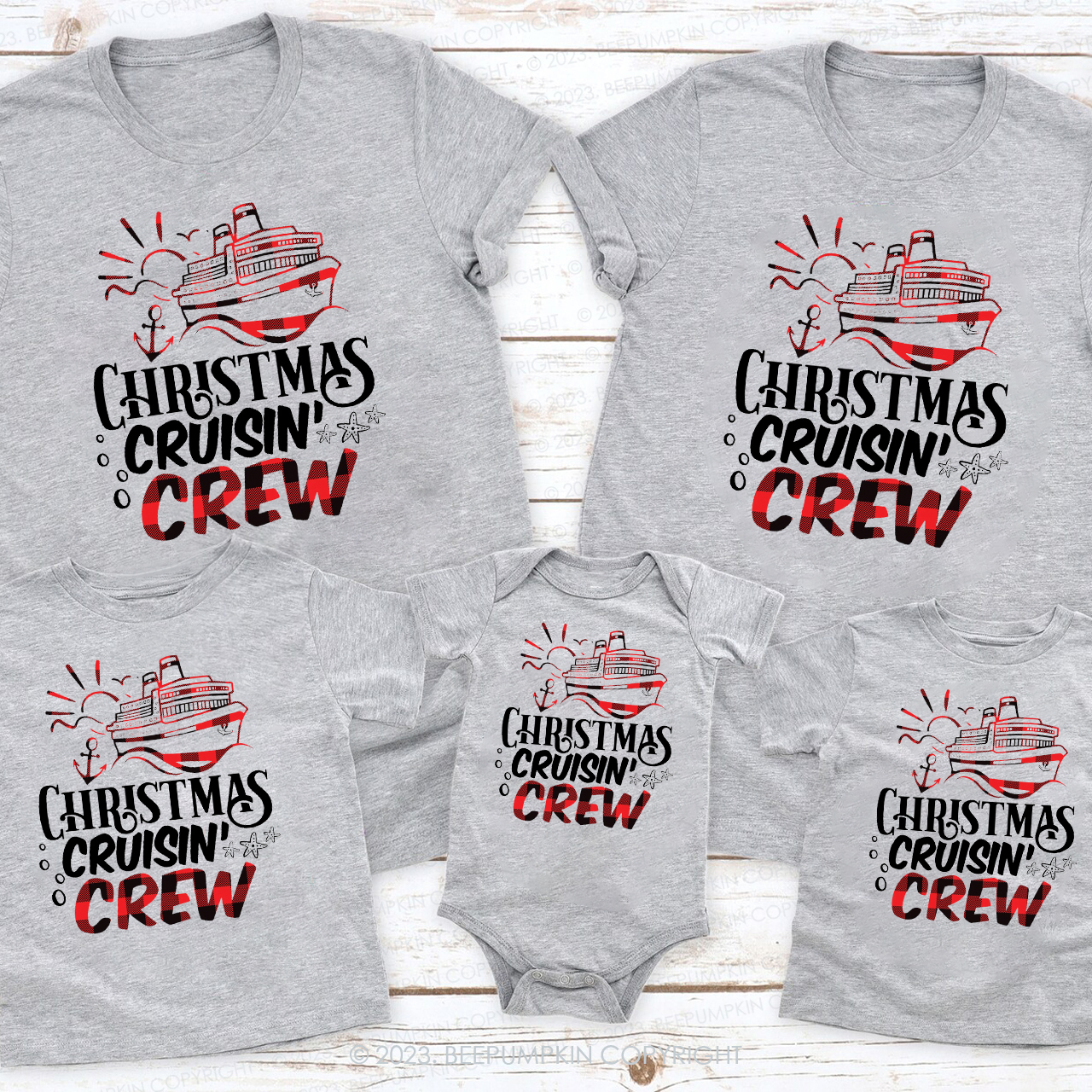 Christmas Cruise Buffalo Plaid Matching Tees For Family Beepumpkin