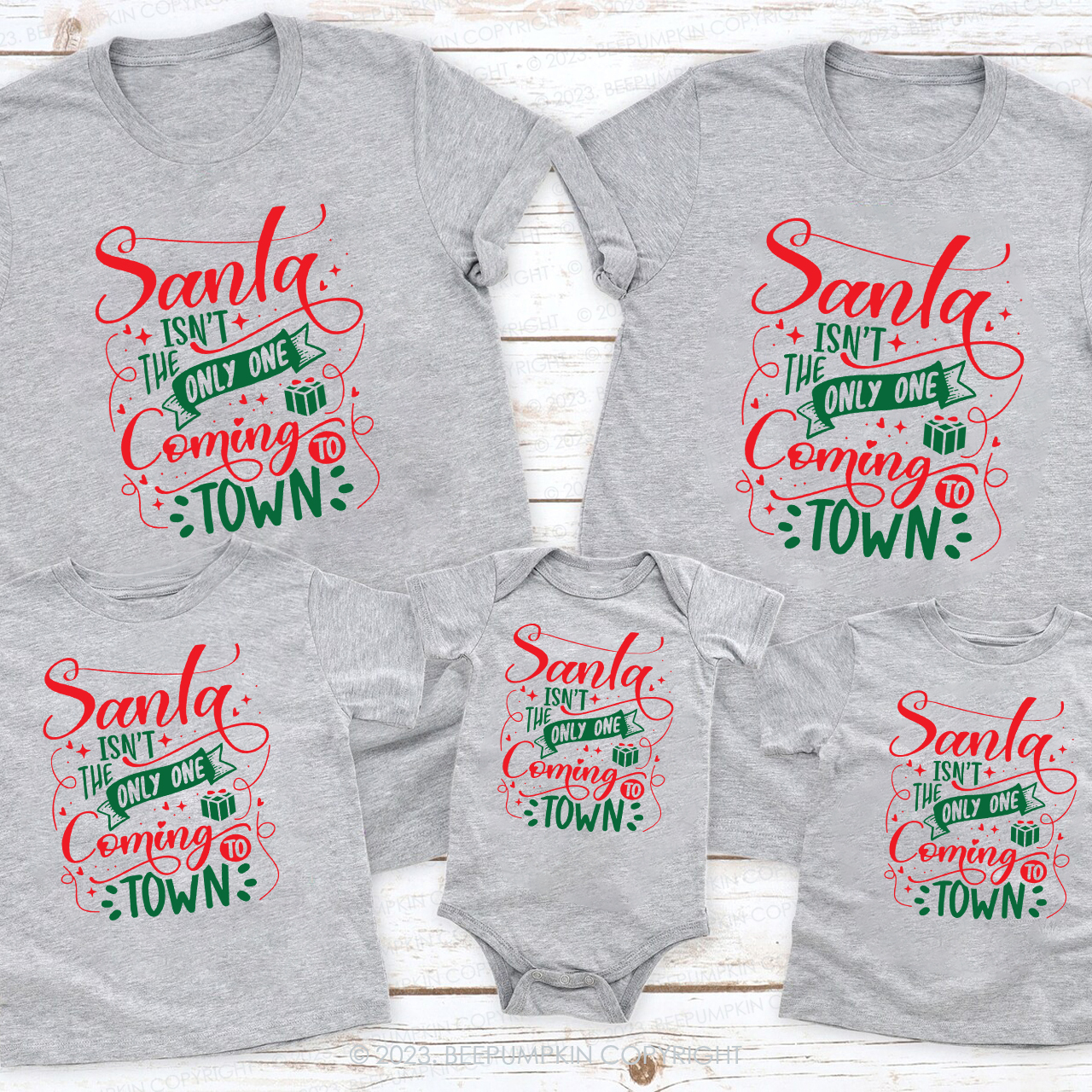 Santa Coming Town not Lonely Matching Tees For Family Beepumpkin