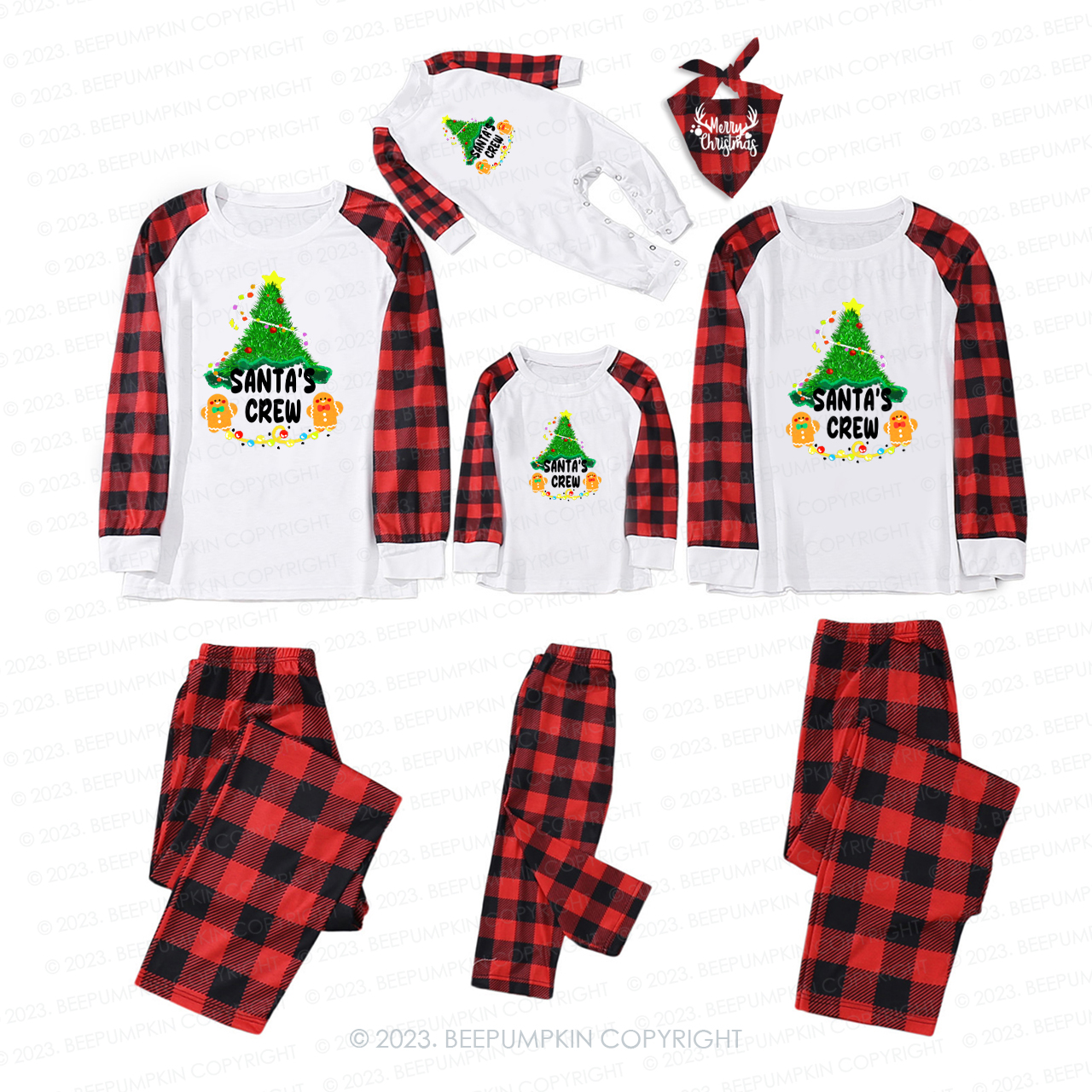 Gingerbread Man Under the Christmas Tree Matching Pajamas For Family Beepumpkin