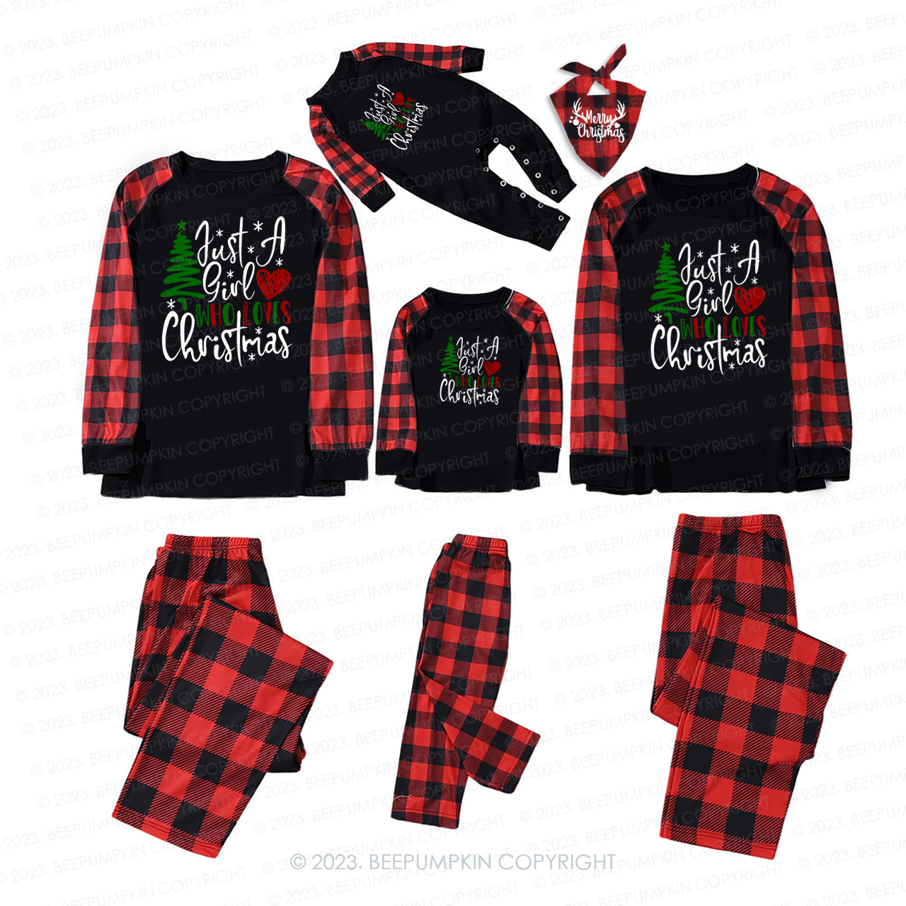 Just A Girl Who Loves Christmas Matching Pajamas For Family Beepumpkin
