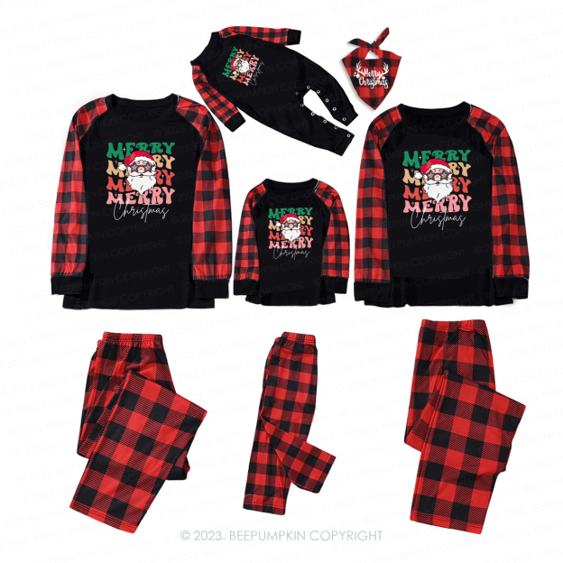 Santa Merry Merry Merry Christmas Matching Pajamas For Family Beepumpkin