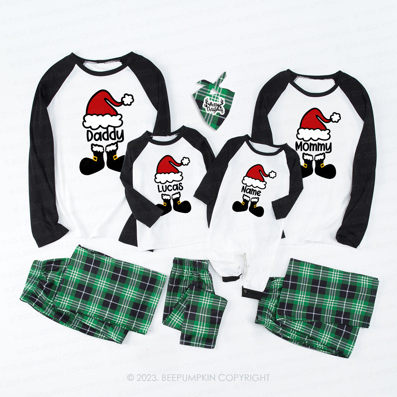 Personalized Funny Santa Hat Family Matching Pajamas Beepumpkin
