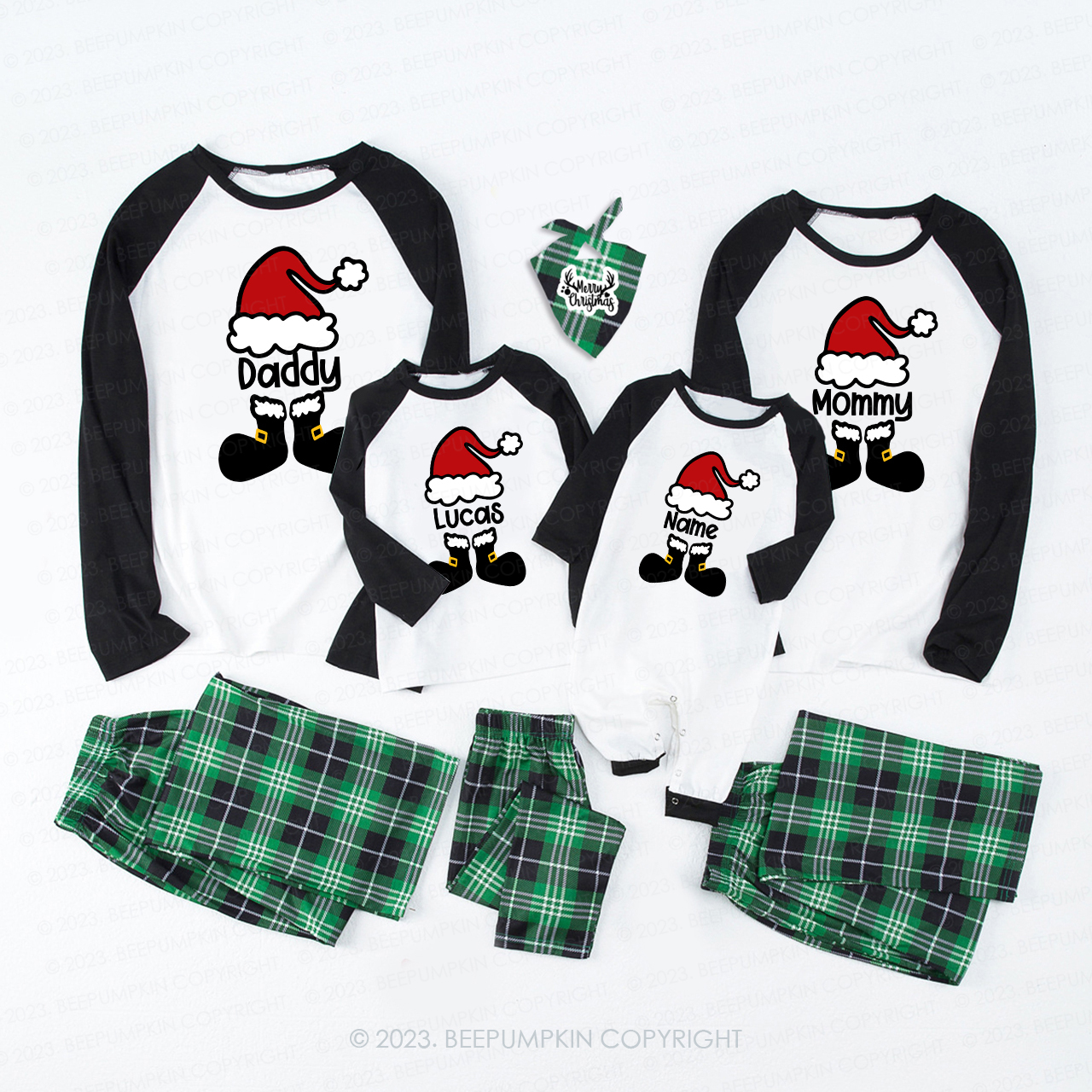 Personalized Funny Santa Hat Family Matching Pajamas Beepumpkin Sale-Beepumpkin™