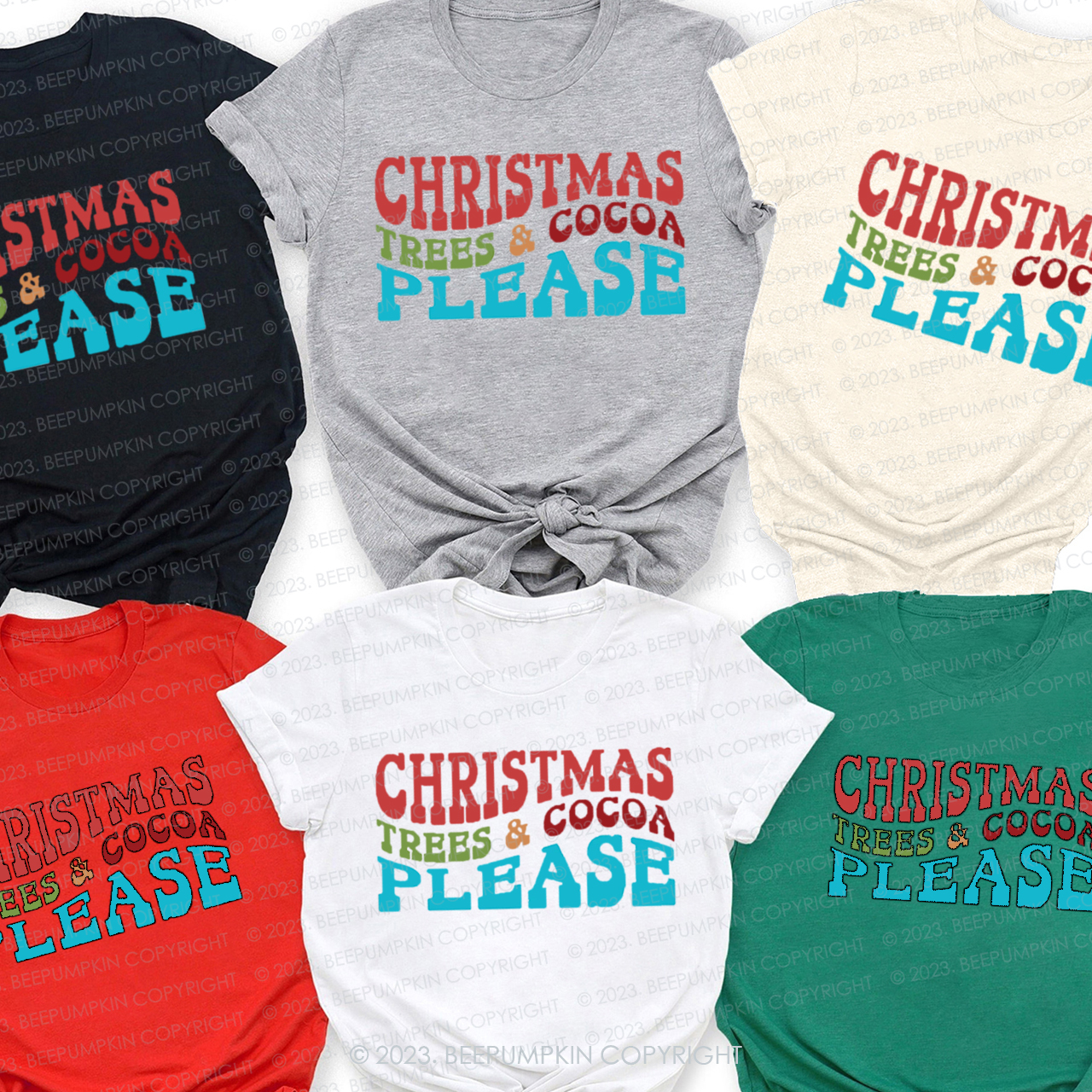Christmas Trees & Cocoa Please Family Matching Shirts Beepumpkin