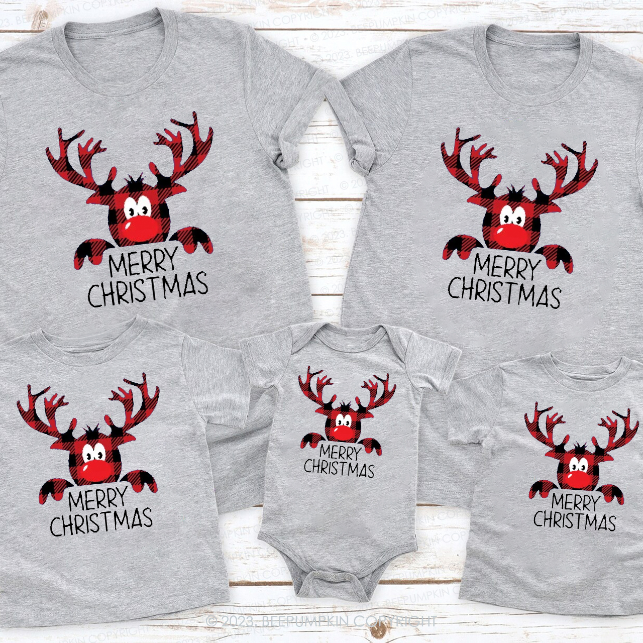 Moose Buffalo Plaid Family Christmas Matching Shirts Beepumpkin