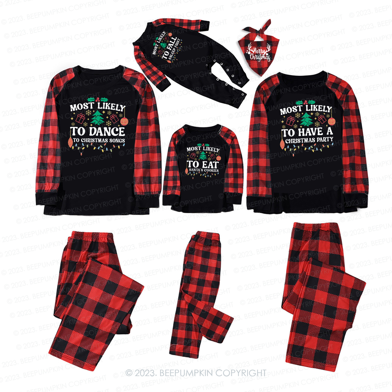 Personalized 2023 Christmas Most Likely to Funny Everything Matching Pajamas Beepumpkin