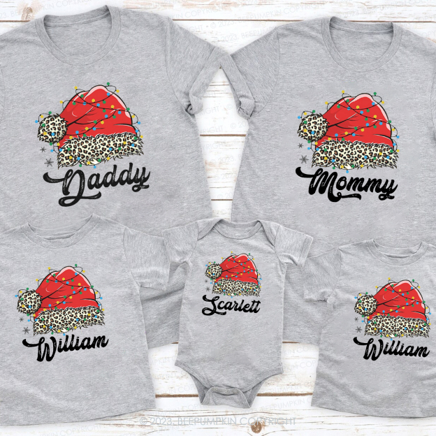 Christmas Red Santa Hat Family Matching Shirts Beepumpkin