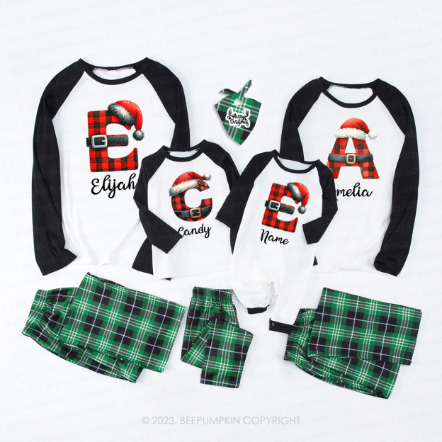 Personalized Reindeer Santa Claus Christmas Plaid Letters Pajamas Beepumpkin