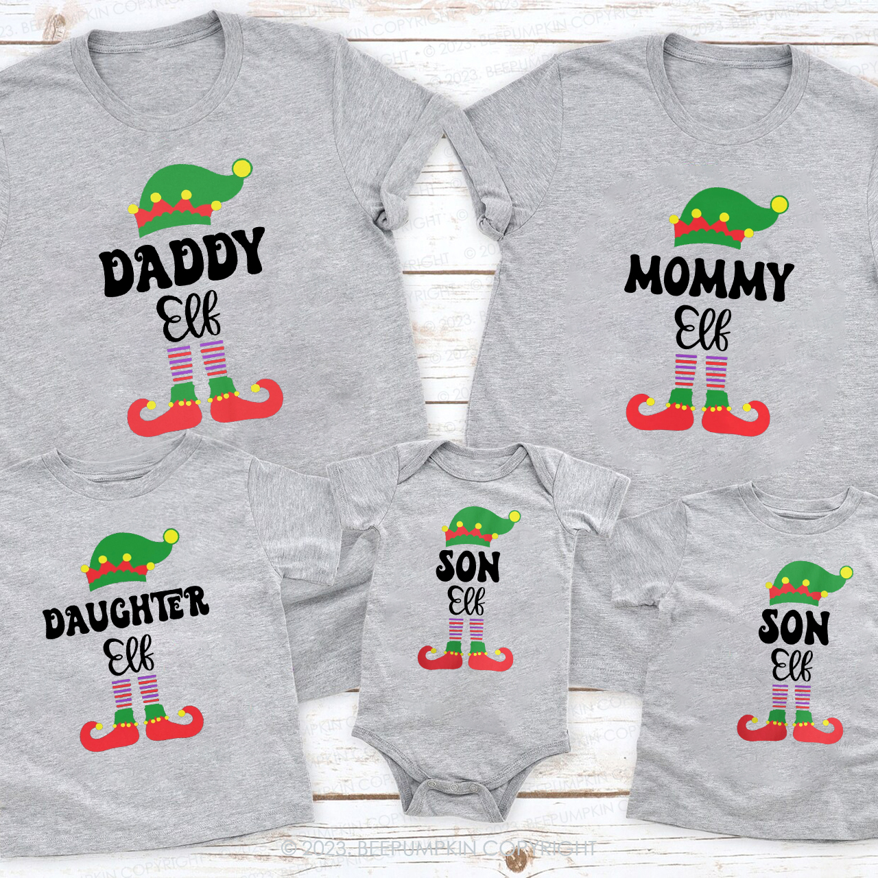 Personalized Custom Christmas Elf Family Matching Shirts Beepumpkin