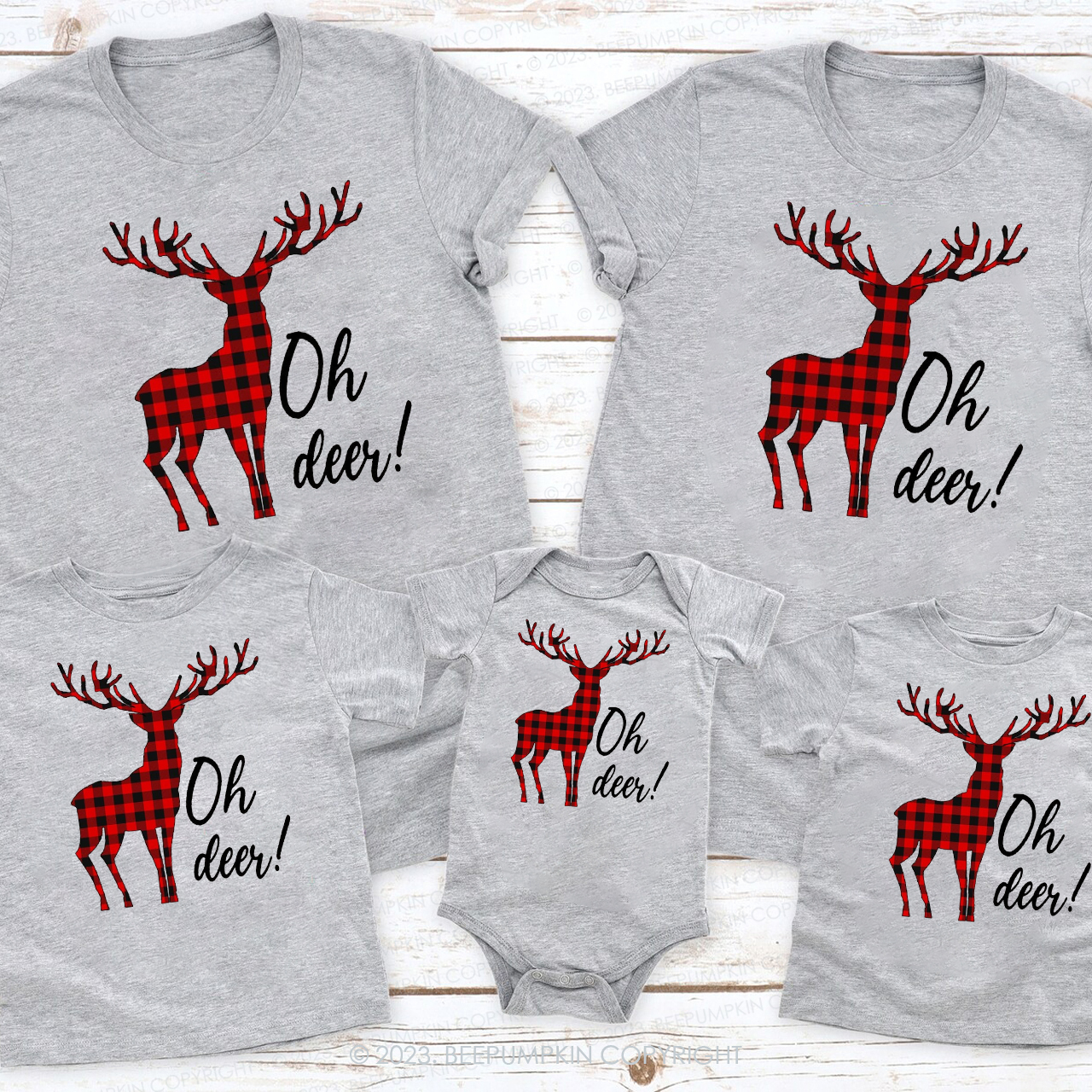 Oh Deer Funny Christmas Family Matching Tees Beepumpkin