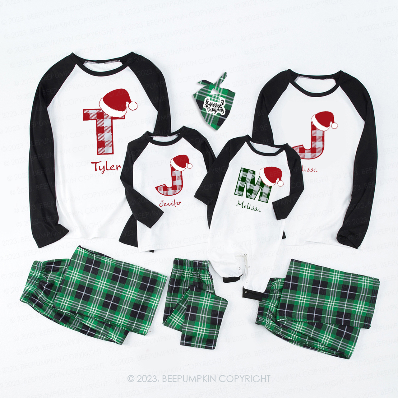Personalized Monogrammed Plaid Christmas Family Pajamas