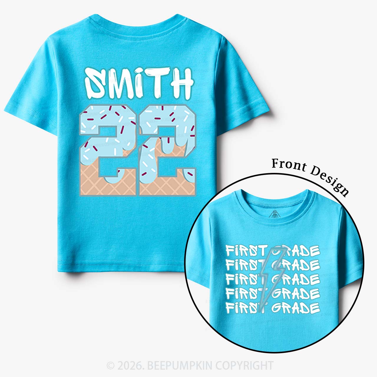 Personalized Blue Lightning Grade Toddler&Kid's Tees Beepumpkin