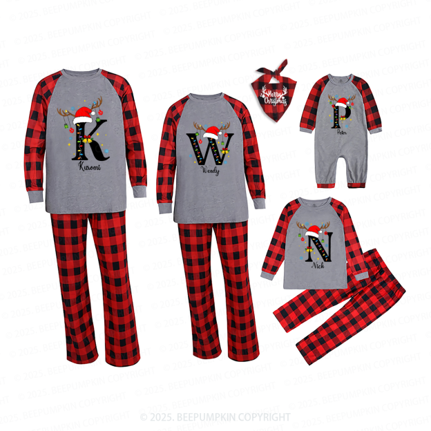 Personalized Alphabet Christmas Name Family Matching Pajamas