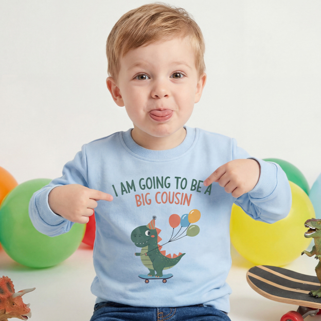 I'm Going To Be A Big Cousin Dinosaur Toddler&Kid's Sweatshirt