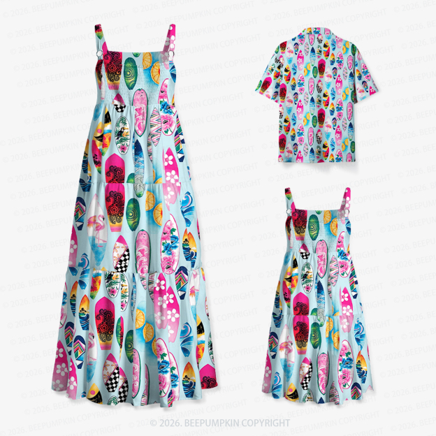 Bubblegum Surf Club Mom&Kids Summer Matching All-Over Print Outfits