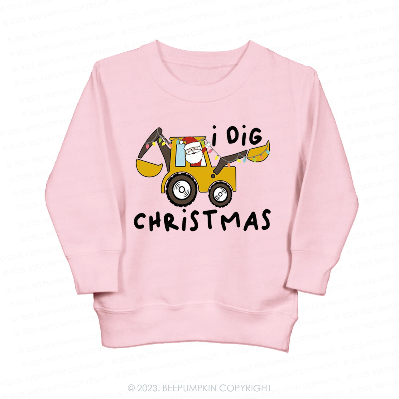 I Dig Christmas Backhoe Heavy Equipment Christmas Kids Sweatshirt