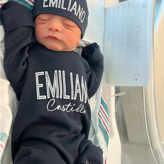 Coming Home Outfit Navy Romper And Hat Set