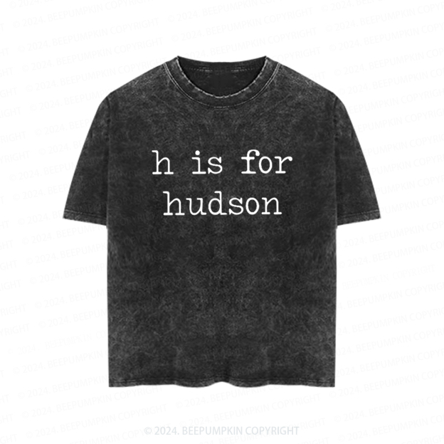 Personalized Vintage Letter Is For Name Toddler&Kids Washed Tees