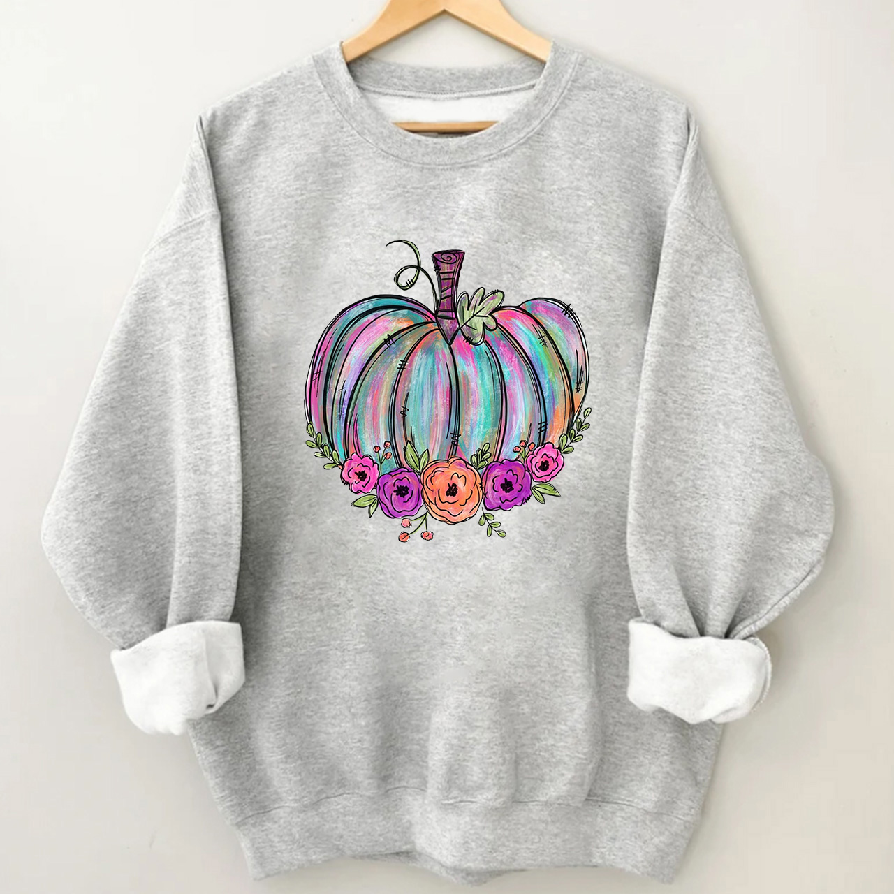 Watercolor Pumpkin Cute Fall  Sweatshirts For Her