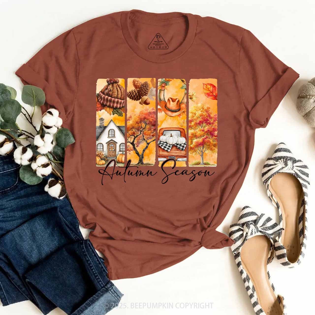 Cozy Autumn Season Brushstroke T-Shirts Beepumpkin 