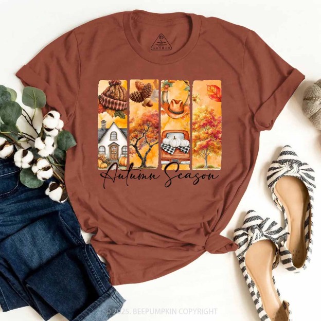 Cozy Autumn Season Brushstroke T-Shirts Beepumpkin 