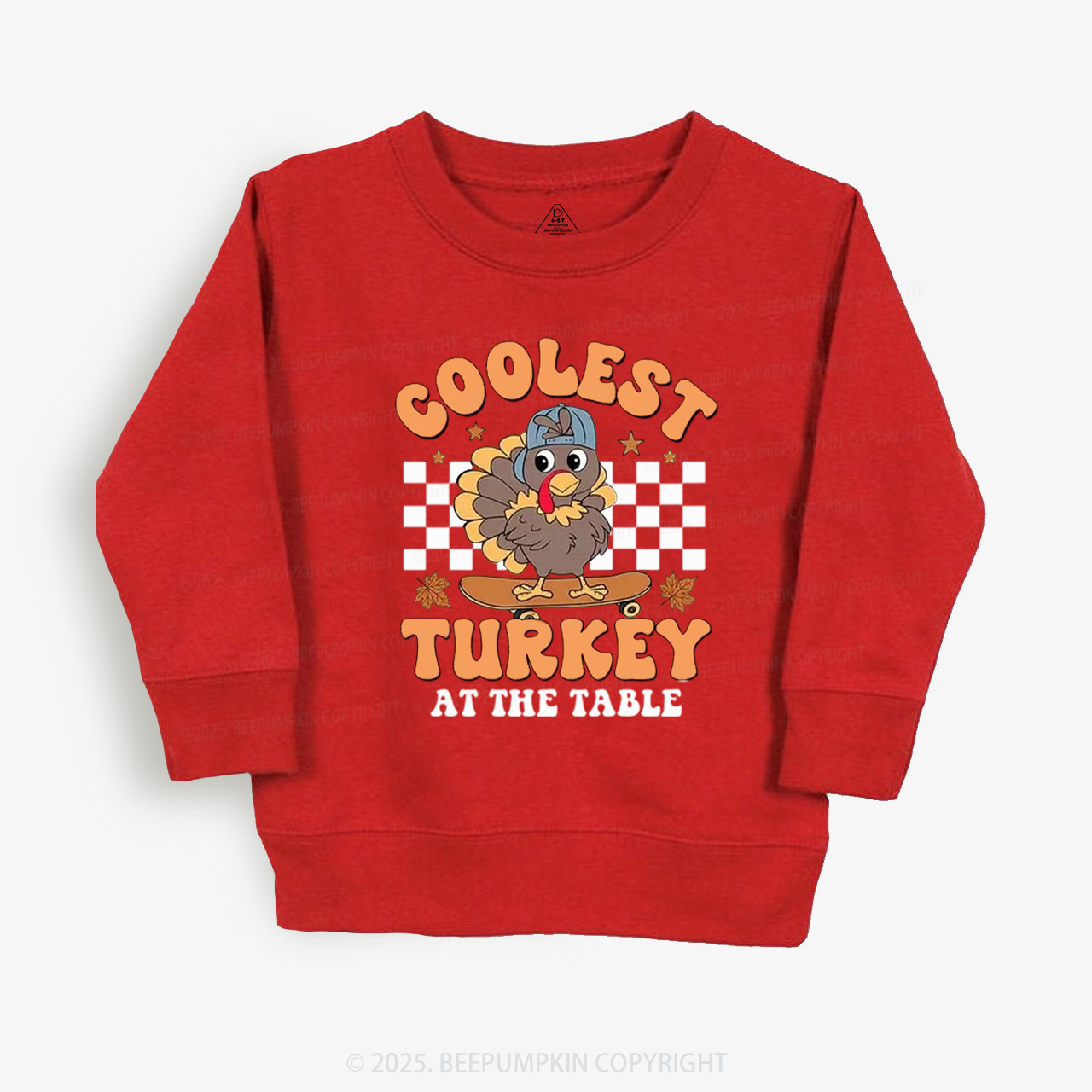 Coolest Turkey At The Table Thanksgiving Kid's Sweatshirt