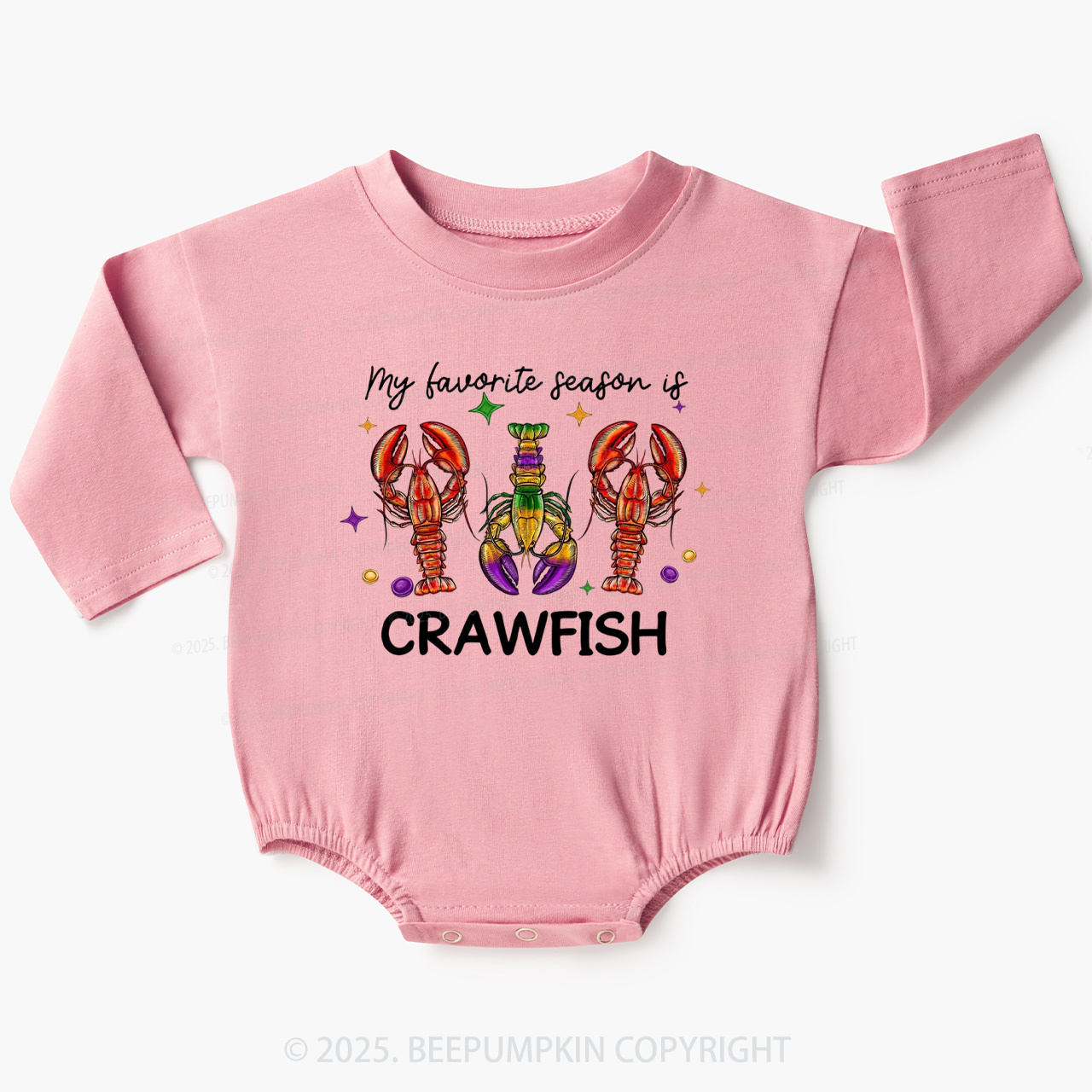 Mardi Gras Crawfish Baby Bubble Romper Beepumpkin