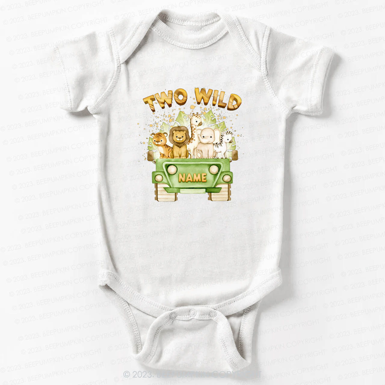 Two Wild Named Safari Bodysuit For Baby