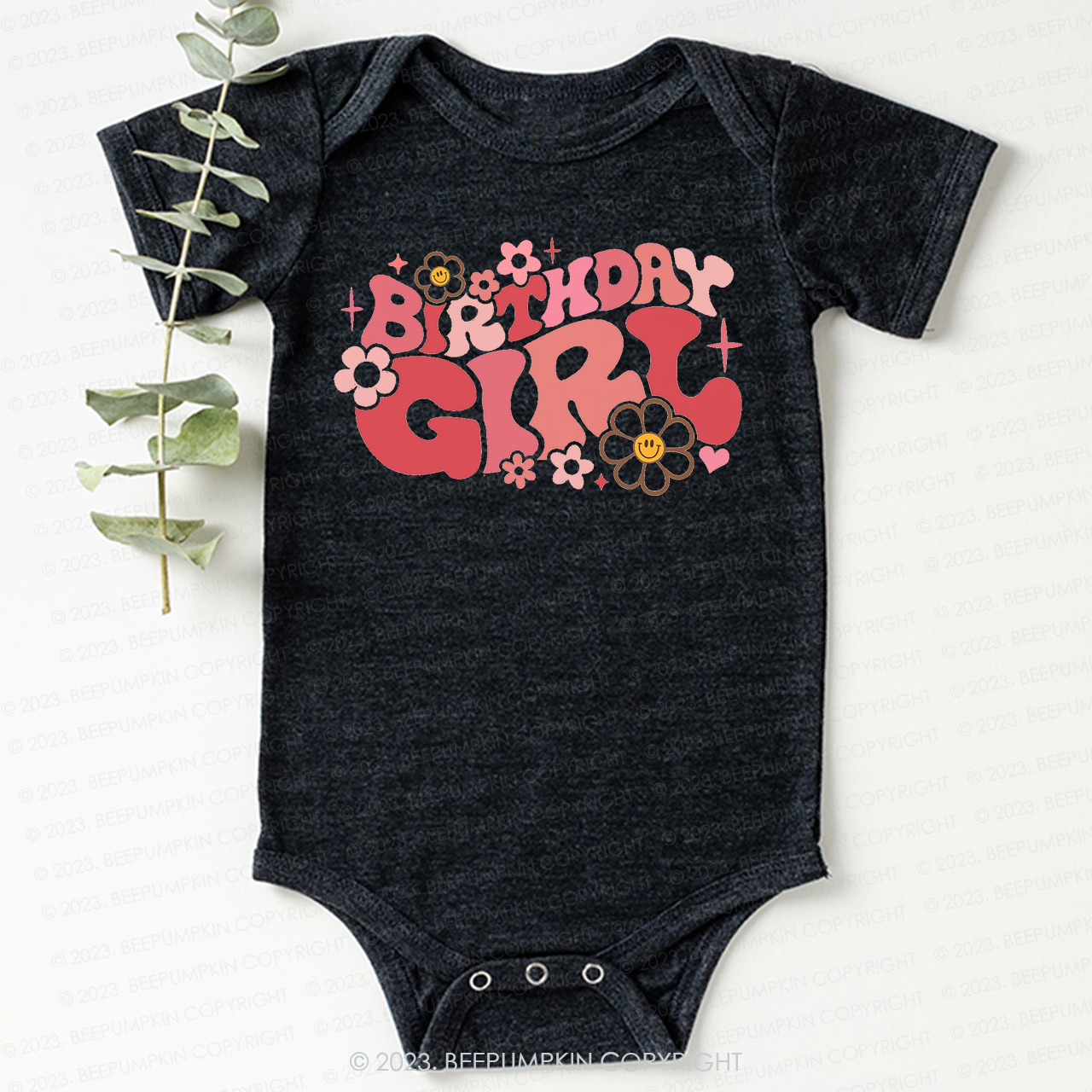 Pink Retro Birthday Bodysuit For Baby